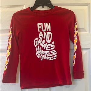 Kids Red Graphic Long Sleeve Shirt